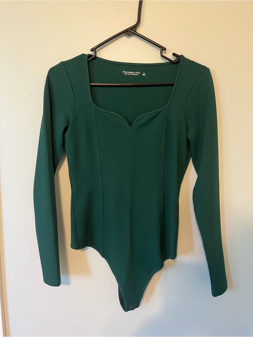 Abercrombie & Fitch Deep Green Long-Sleeve Square-Neck Bodysuit